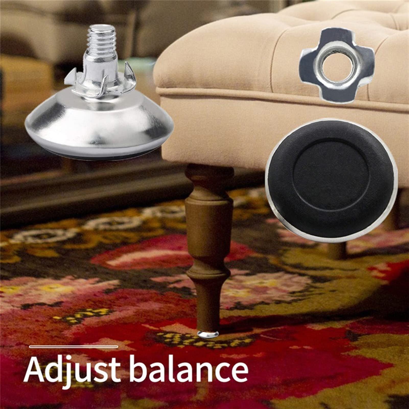 QUNINE Pies de nivelación 20PCS Pies Ajustables para Muebles M8 T Carril Deslizante roscado Muebles Pies de nivelación Muebles de Oficina Patas niveladoras de sofá