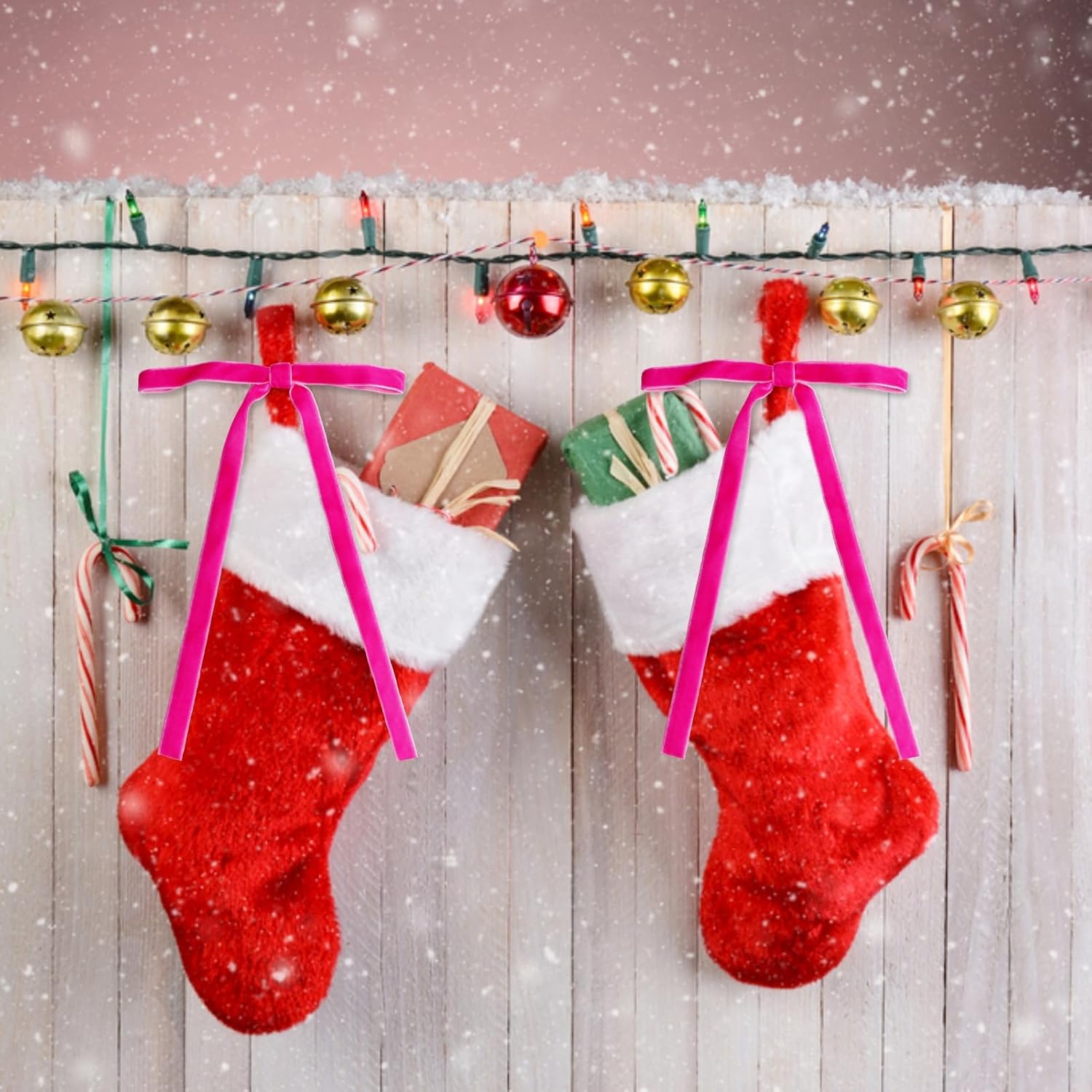 30 Pcs Hot Pink Velvet Christmas Bows 5 x 7 Inch Rustic Vintage Wedding Velvet Ribbon Gift Bows for Tree Wreath Garland Home Decor Indoor Outdoor Decorations (Hot Pink) - Image 5