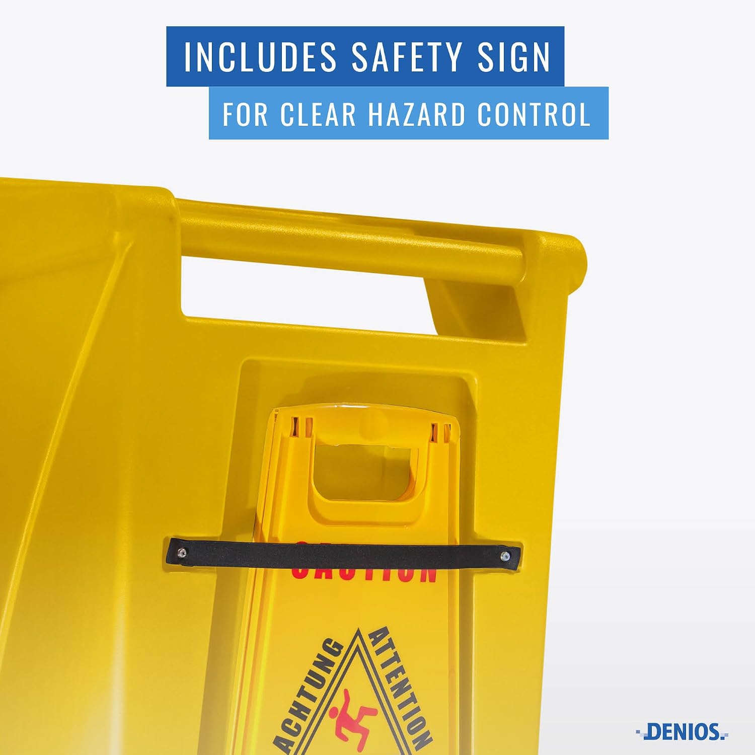 DENIOS® Universal Spill Kit Caddy | Absorbs 100 Gal | Lockable | Yellow w/Warning Sign | for Chemical, Oil, Acid Spills | 23.2x24.2x42.9 in | OSHA & SPCC Compliant