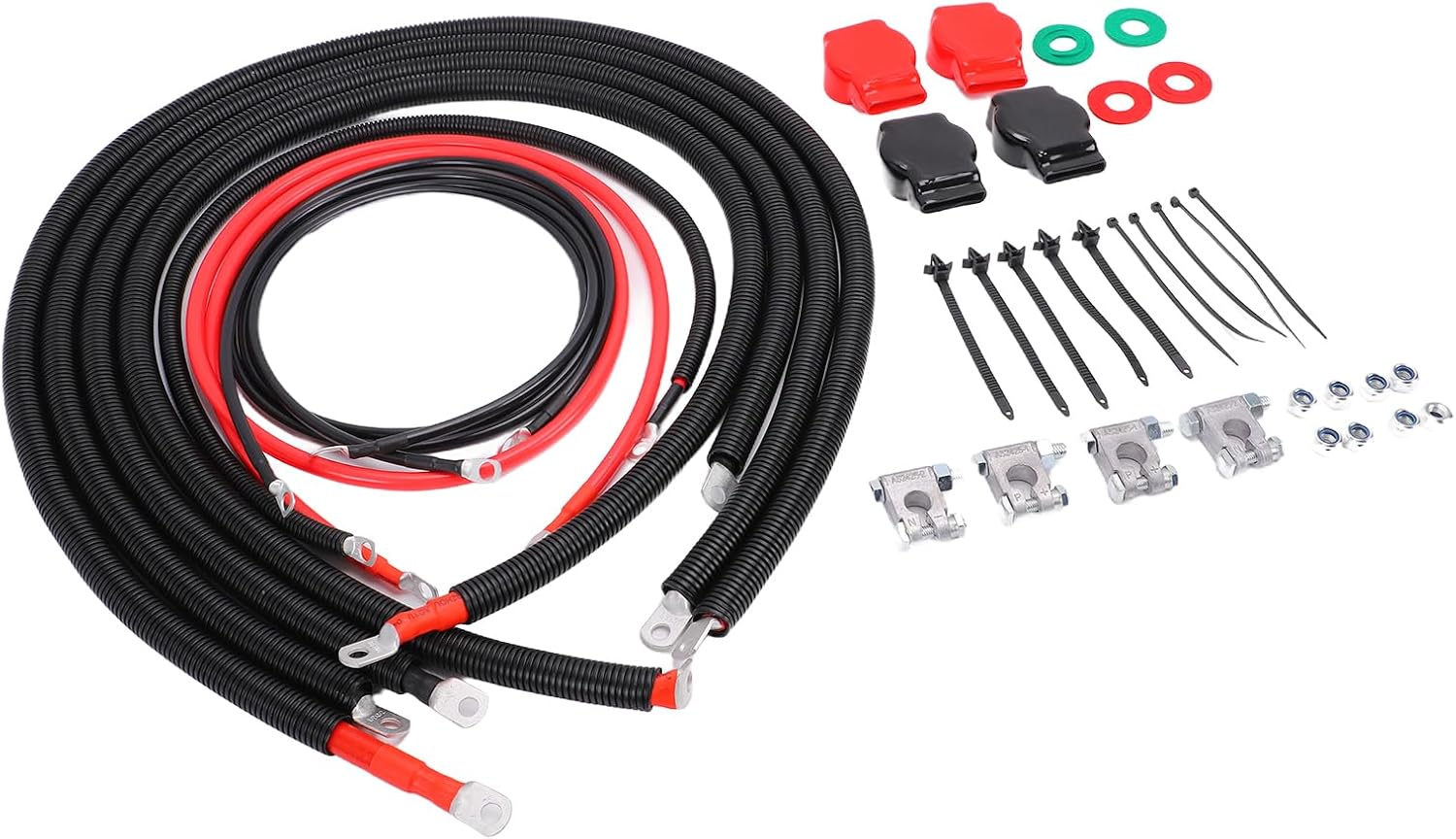 Bewinner 2/0 Starter Battery Cable Kit | Positive & Negative Replacement Harness for Superduty 7.3L 1999-2003
