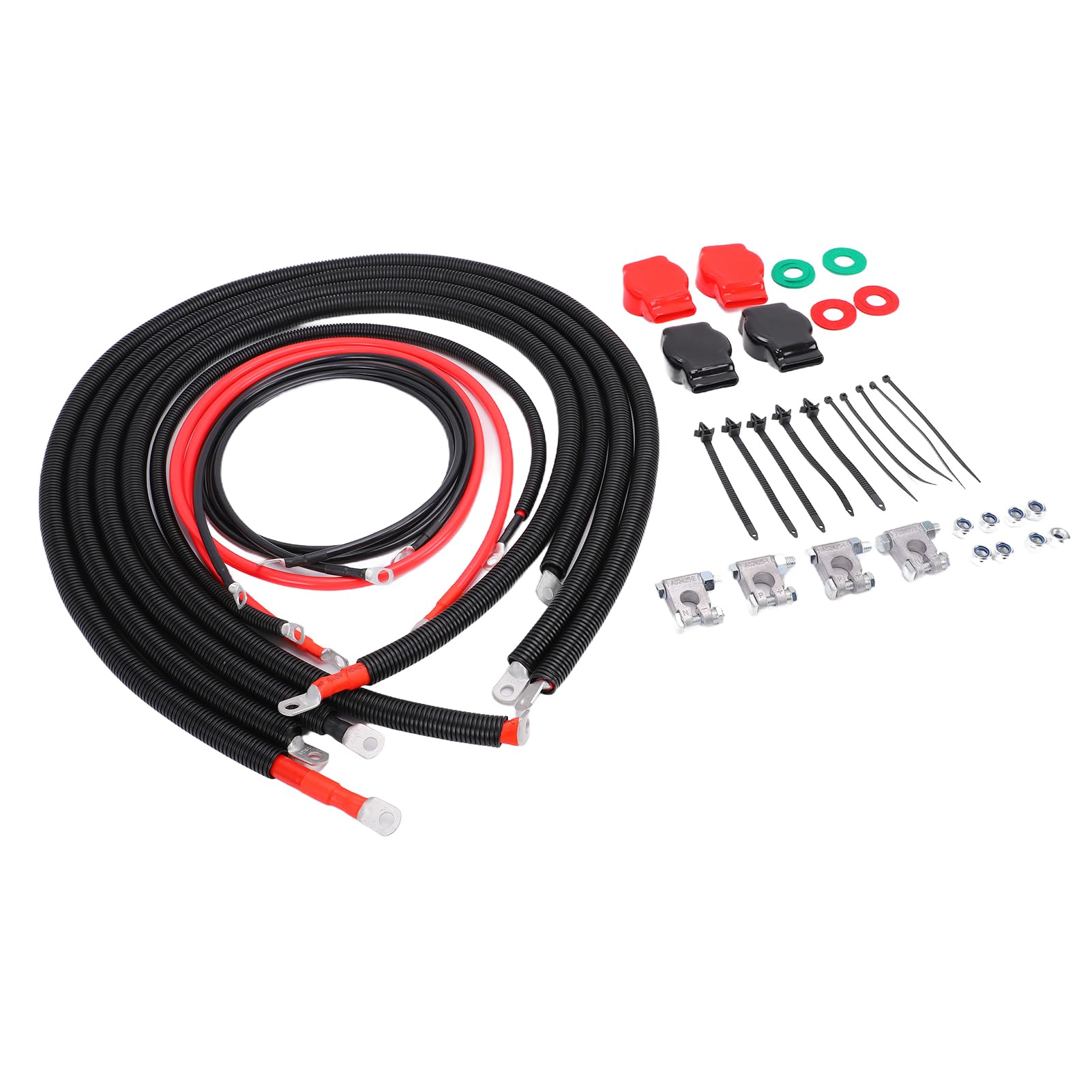 KIMISS Kit de Cables de Batería, Kit de Reemplazo de Cables de Batería de Pvc de Cobre, Compatible con de Arranque Positivos y Negativos