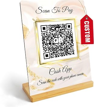 Custom Metal QR Code Sign for Business - Scan to Pay, Personalized Social Media QR Signs, Barcode QR Plaque Print with Stand, WiFi Sign