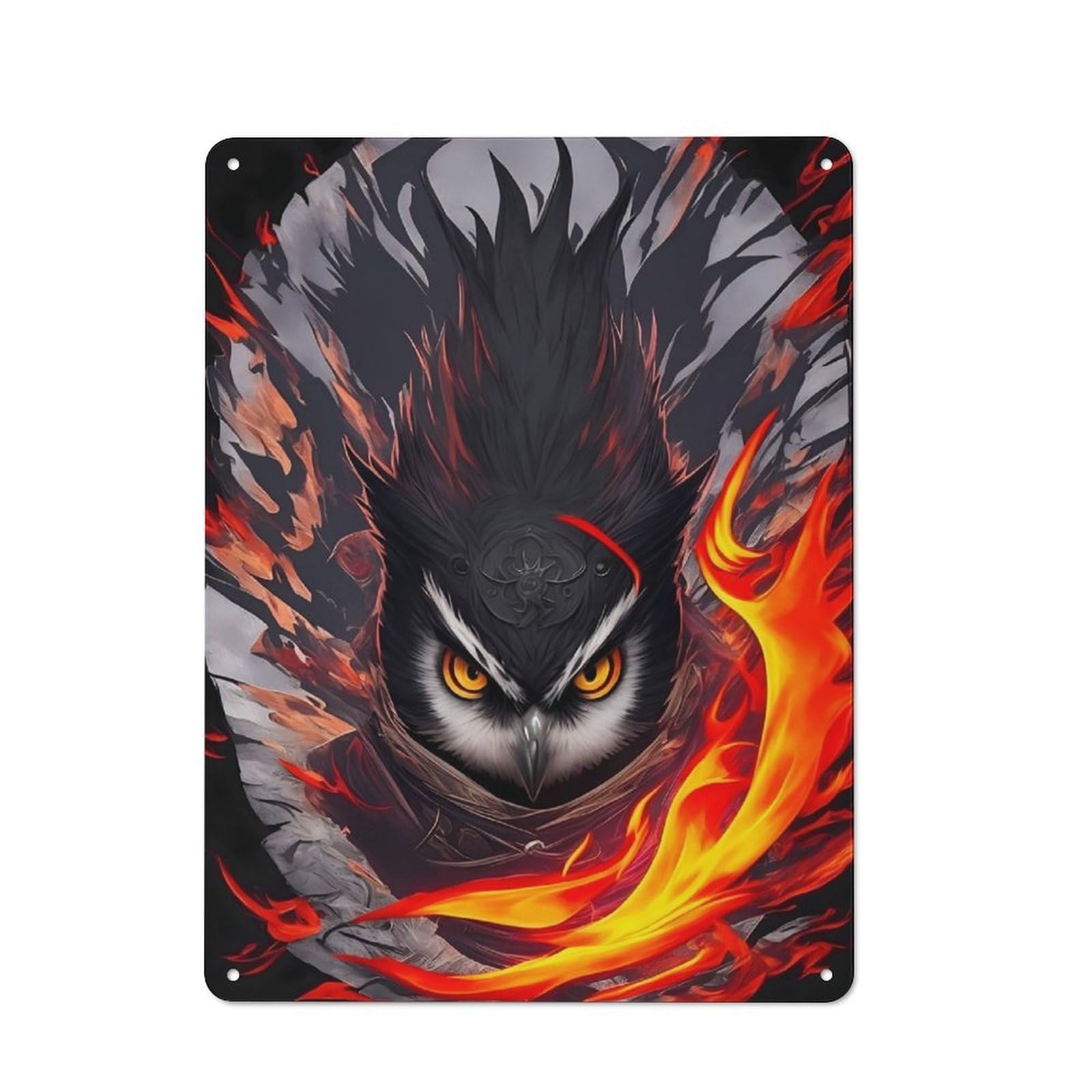 Junmoney Evil Ninja Owl Rustic Tin Sign 40X30cm Featuring For Bar Or Restaurant, A Housewarming Gift For Bar Decor Enthusiasts