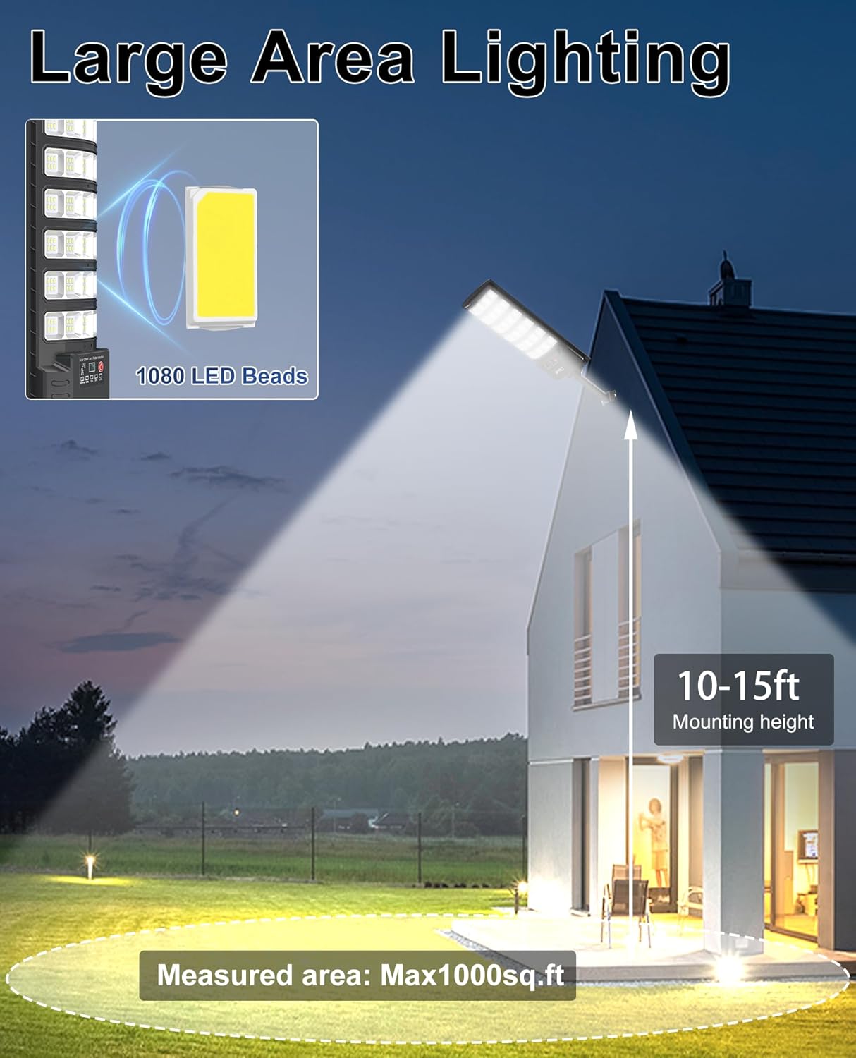 JAYNLT Solar Street Light,Commercial Grade Solar Street Light，Suitable for Parking Lots and garages