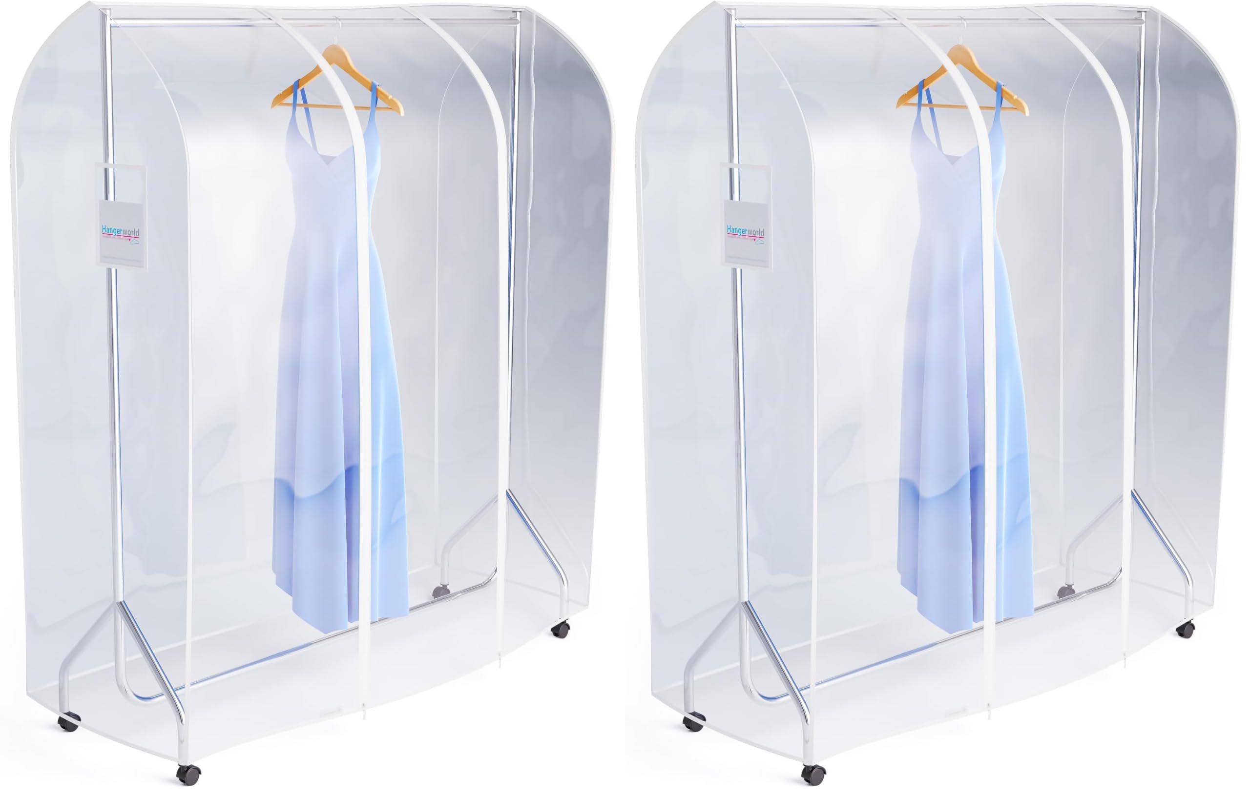 Hangerworld Funda Protectora Perchero Burro Portátil 184cm Transparente Cremallera Doble Bolsillo Documentos (Paquete de 2)