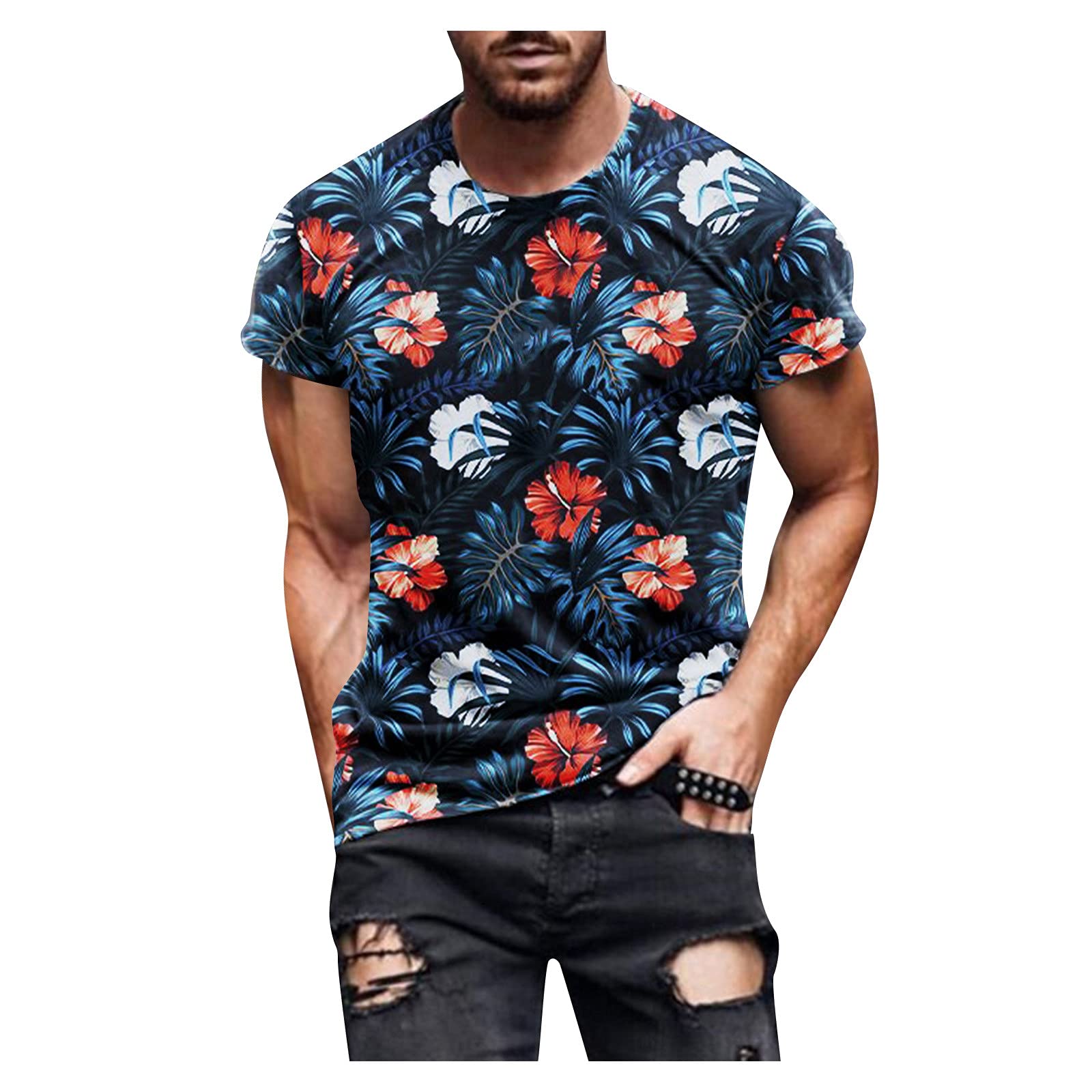 Men's T-Shirt Classic Crew Neck Short Sleeve Fashion Vintage Printed Shirts Summer Casual Shirt Basic Regular Fit Crew Neck Short Sleeve Shirt Thin Breathability Men's T-Shirts