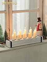 Vista 3 de NUPTIO - Portavelas cónicos de madera: candelabro de granja, velas de madera, centros de mesa - juego de 2 portavelas blancos para decoración