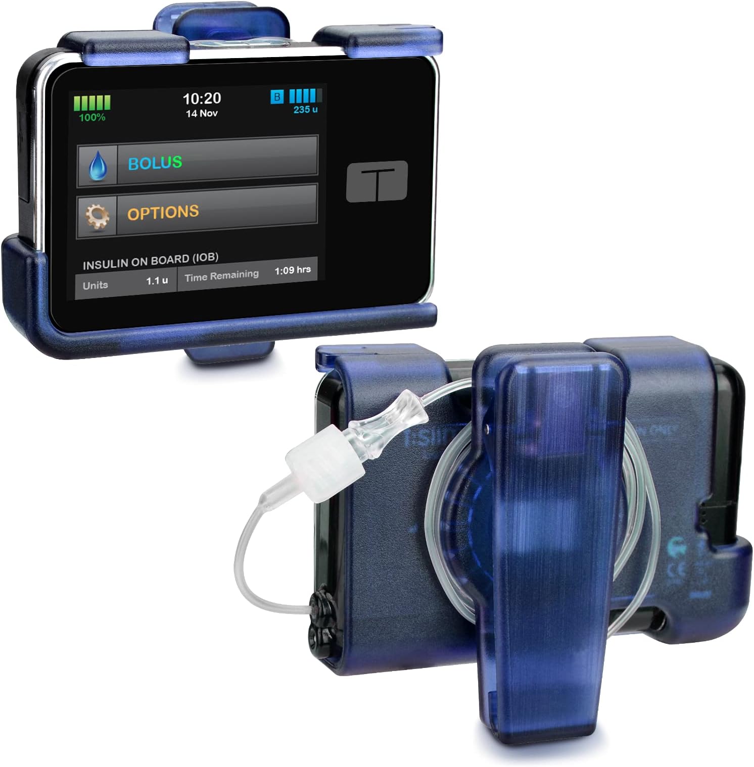 Tandem Tslim X2 Pump Case Accessories Smooth Comfortable Flexible Safe Convenient Insulin Pump Holder 360° Rotating Sturdy Belt Clip for t:Slim/t:Slim G4 (Blue)