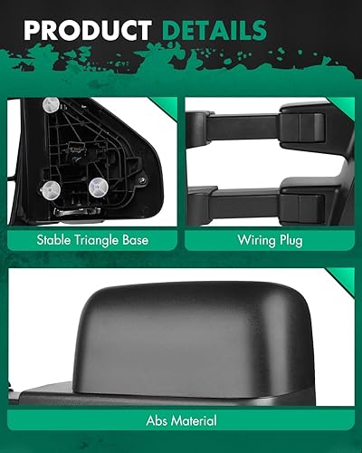 Miniatura 5 de SCITOO Espejos de remolque, espejos de remolque, color negro, apto para Ford 2004-2014 para camioneta F-150 con par de luces intermitentes con luz