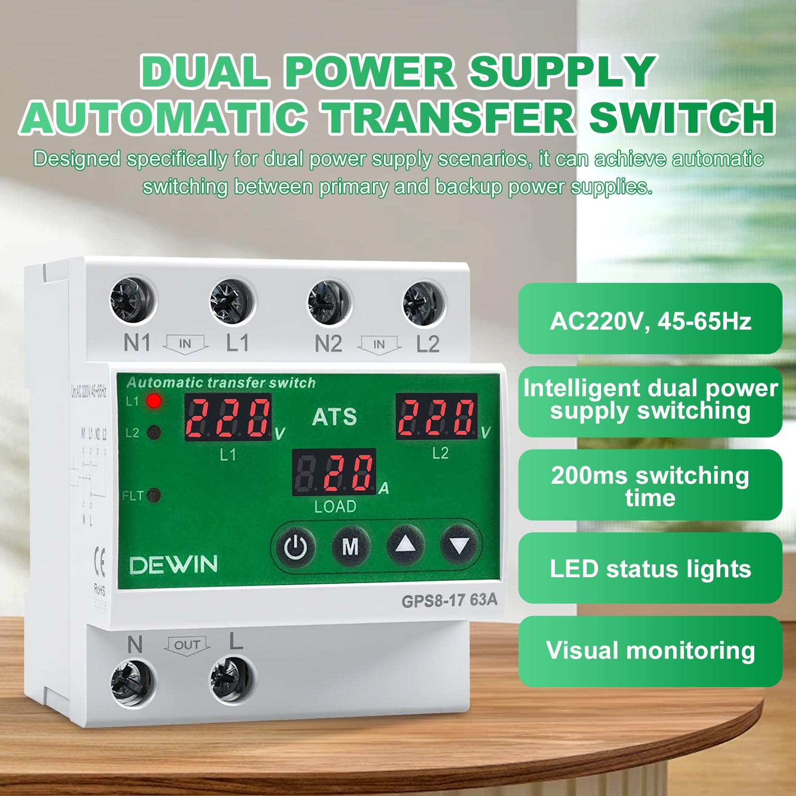 Automatyczny przełącznik ATS 63A AC 220V ATS