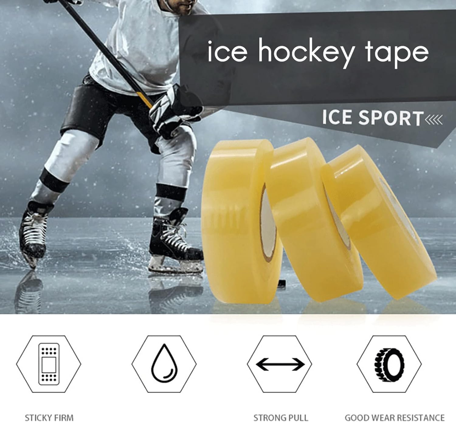 12 Pack Clear Hockey Tape Multipurpose Tape Roll Shin Pad Sock Tape Roll Sports Gear 2.4cmx28M Hockey Sports Gifts