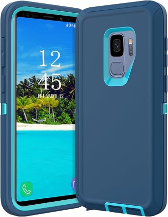 for Samsung Galaxy S9 Case,Shockproof Dropproof,Heavy Duty Protective Galaxy S9 Csae, 5.8 Inch Turquoise