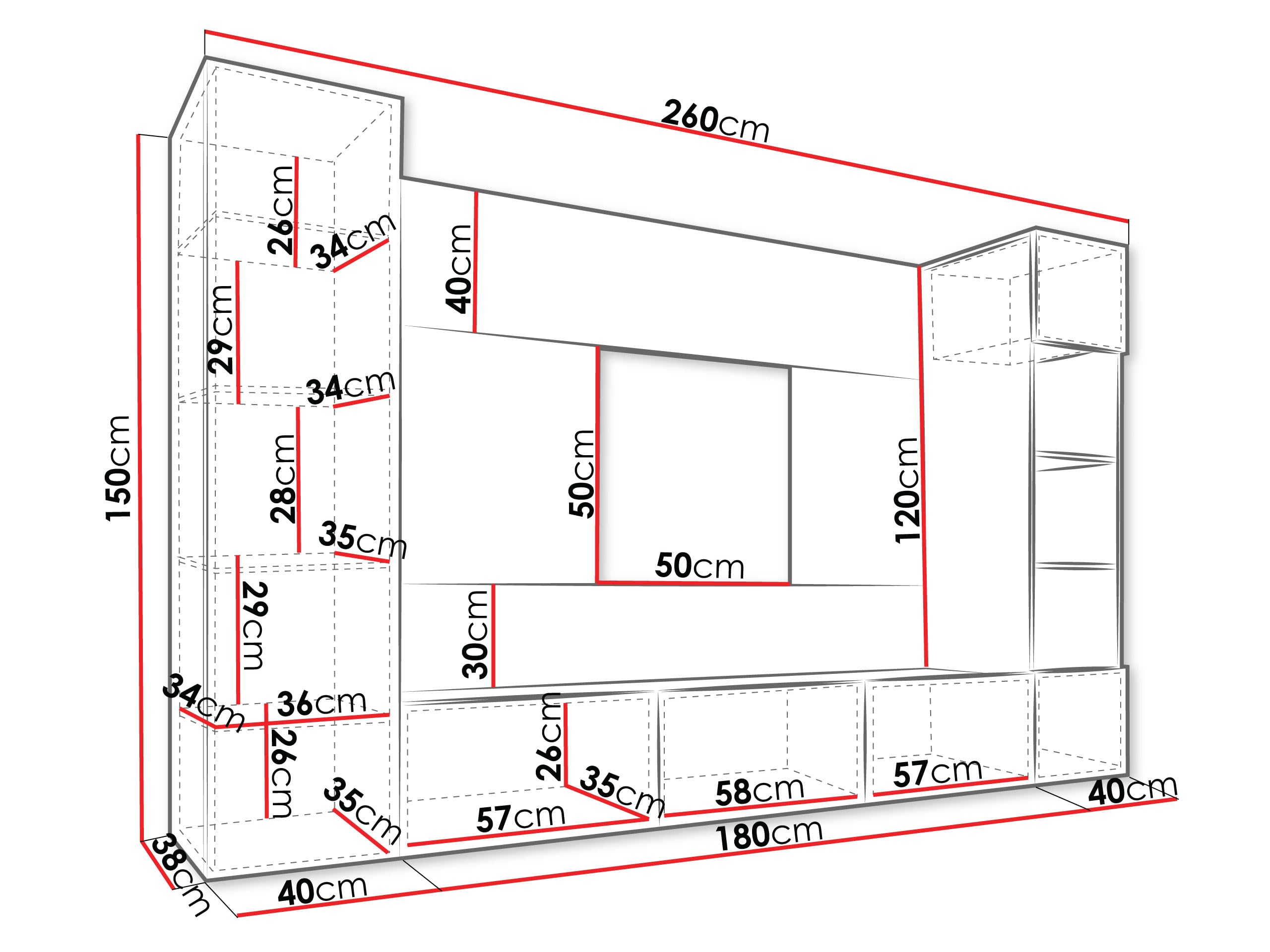 Mirjan24 Wohnwand Deromi IV, Anbauwand mit Wandpaneele und TV-Lowboard, Akustikplatten, Fernsehschrank, Schrankwand, Mediawand, Hängeregal, Hängeschrank (Sandbeige + Eiche Cremona)