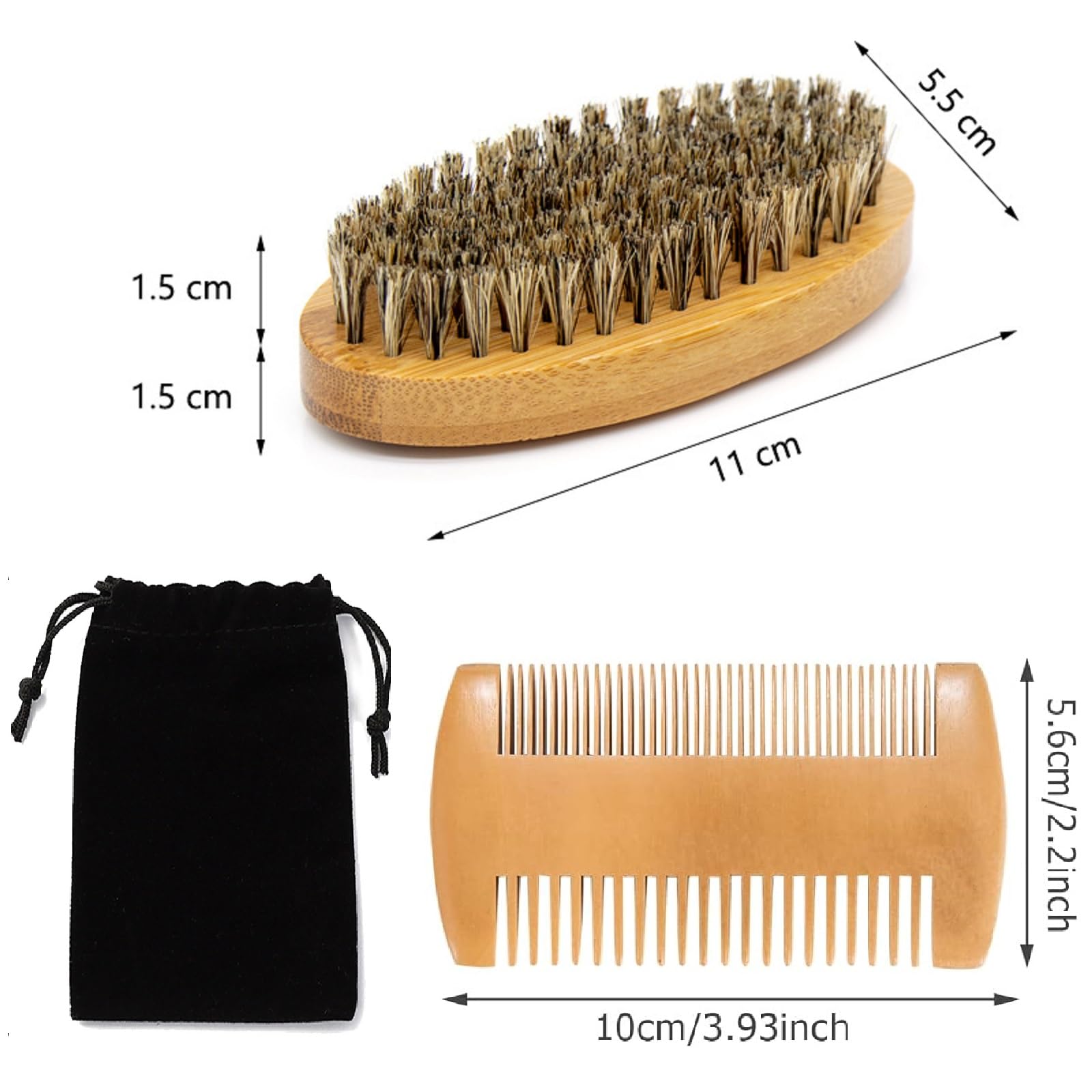 Zestaw grzebienia i szczotki do brody, szczotka do brody z włosiem z dzika, grzebień do brody dla mężczyzn, szczotka do brody z drewna i grzebień do brody, Beard Comb, szczotka do brody dla mężczyzn