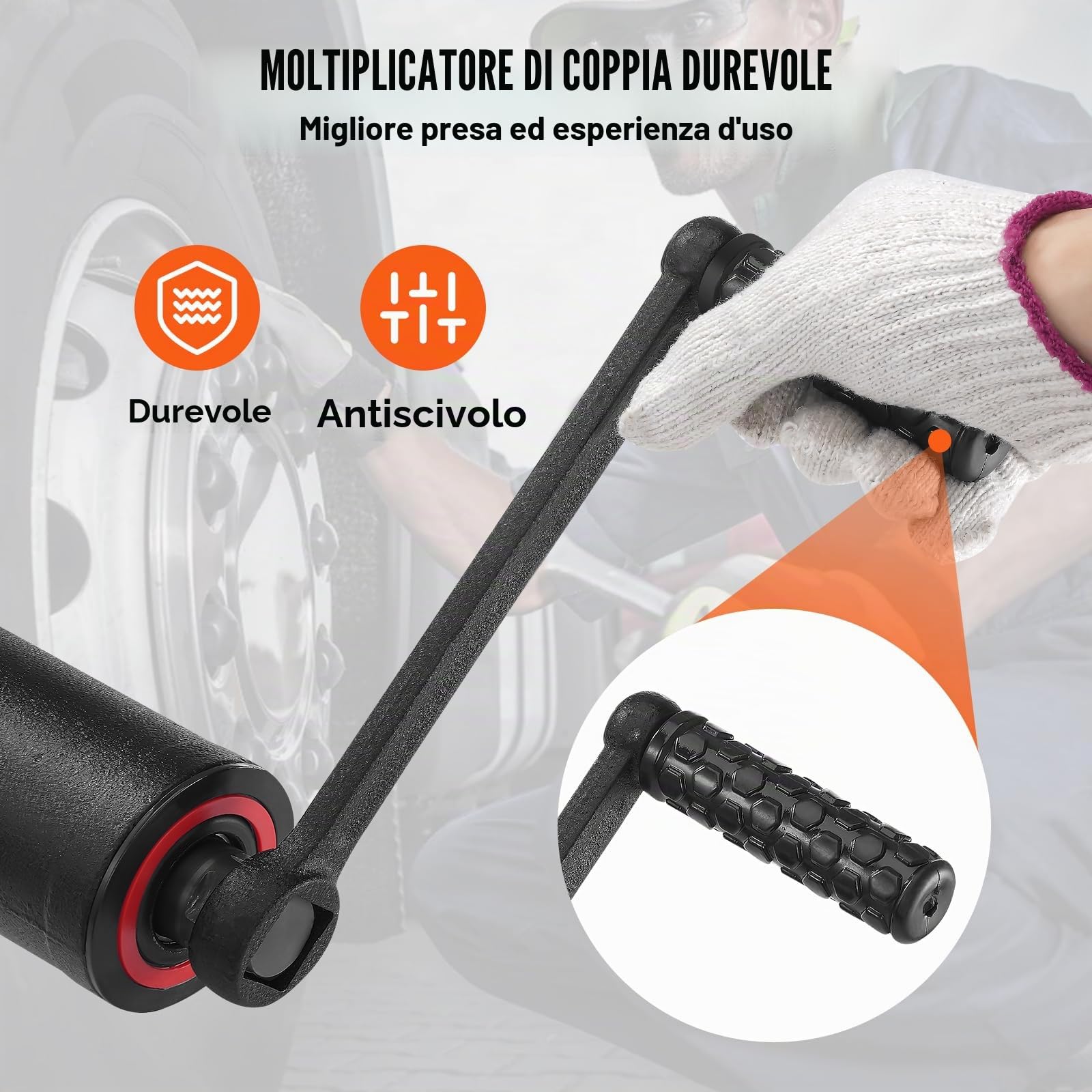 VEVOR Set di Chiave Dinamometrica 25,4 mm Rapporto 1:58 Moltiplicatore di Forza con 4 Bussole, Set Moltiplicatore Svita Bulloni 4800 Nm per la Rimozione dei Dadi per Riparazione Auto Officina Garage