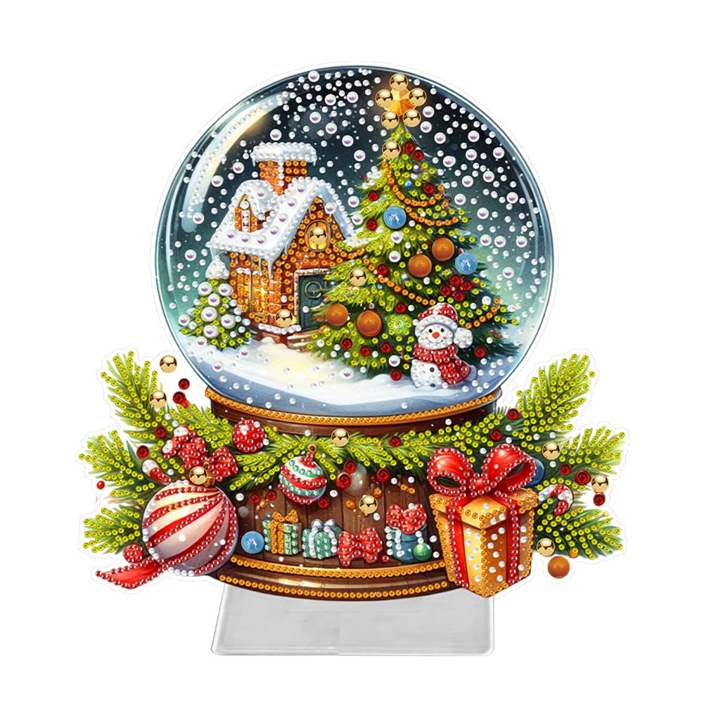 Fiorky Christmas Acrylic Special Shape Santa Claus Gift Truck Diamond Painting Tabletop Ornaments Kit Table Top Diamond Painting Ornament Kits Rhinestones Desktop Ornaments for Home Office
