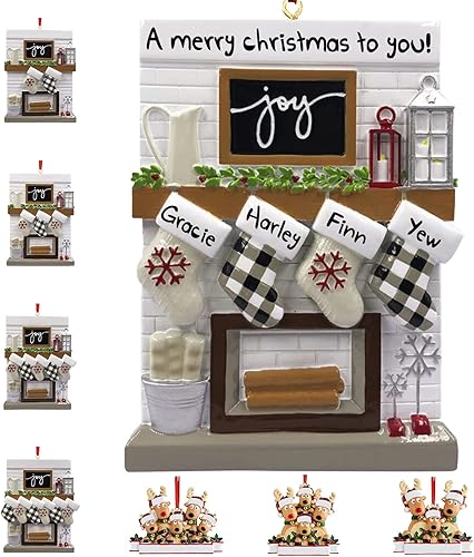 Frogaily Adornos de Navidad personalizados 2023, repisa de chimenea, familia de 23456 nombres de miembros de la familia Joy para decoraciones de