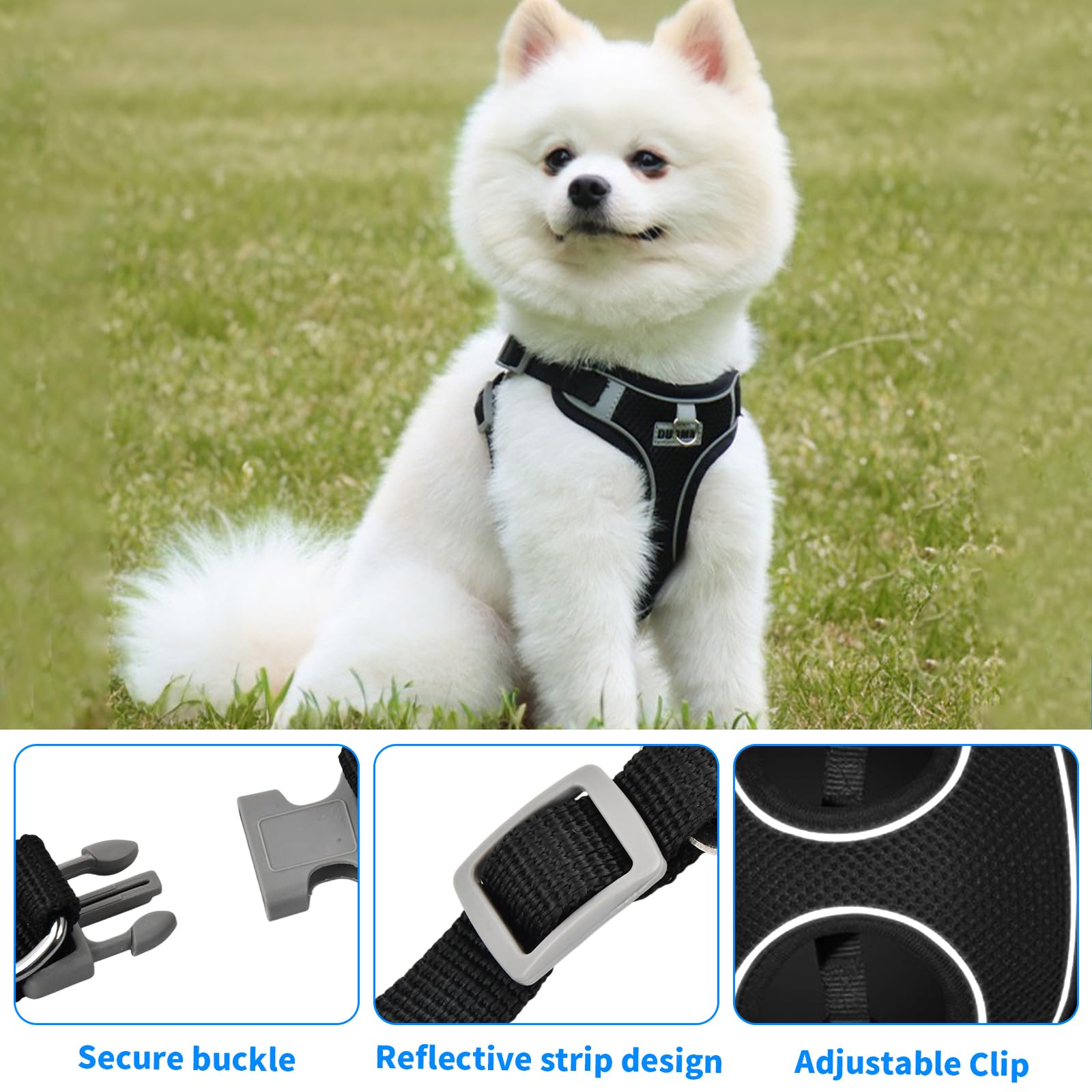 Anti-Pull Dog Harness, Adjustable Small Dog Harness, Reflective Dog Harnesses with Leash, Light and Breathable - Image 3
