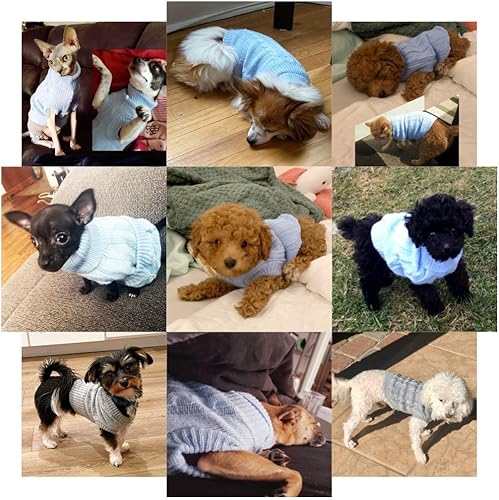 Miniatura 3 de Chborchicen - Suéter de punto para perros pequeños, suéter de punto para mascotas, gatos, abrigado, sudadera para perro, ropa de invierno, suéter