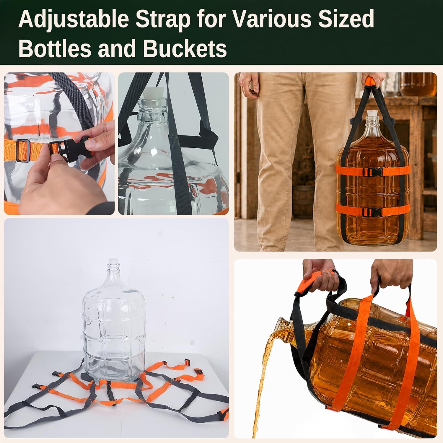 5 Gallon Carboy Carrier 1 Set,with Brush,Airlock,Siphon,Stoppers.No Bottle
