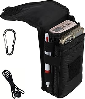 Riñonera para teléfono móvil, bolsillos para teléfono móvil con mosquetón negro, bolsillo multifuncional para smartphone...