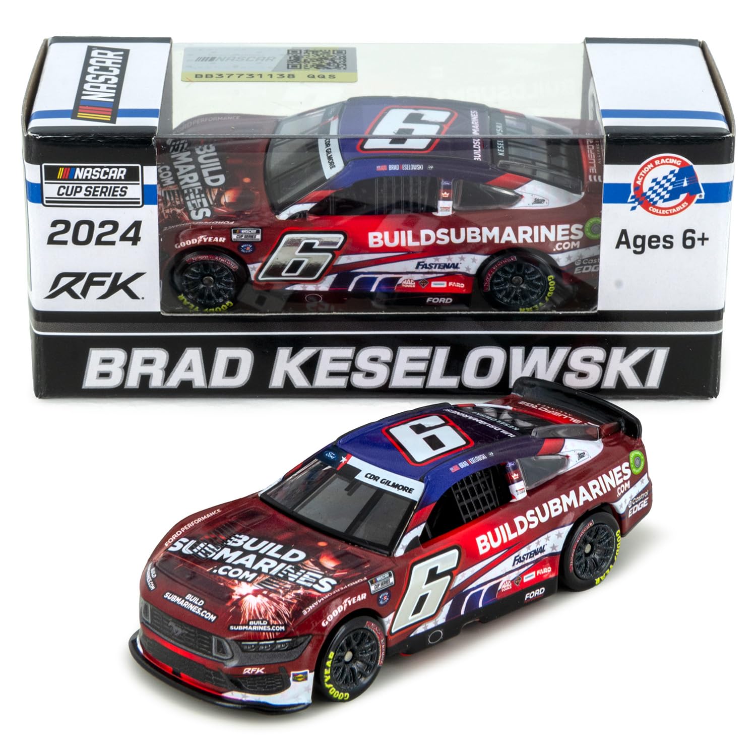 Lionel Racing Brad Keselowski 2024 BuildSubmarines Patriotic Salutes Diecast Car 1:64 Scale