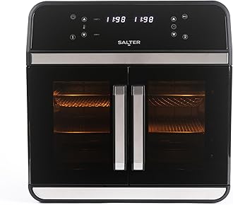 Salter XL Air Fryer Oven – 15L With Divider for Dual Cooking, 6 Presets With Rotisserie, Oil-Free Multicooker, Includes Non-Stick Racks & Rotisserie Accessories, Multi-Level Cooking, 2300W