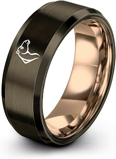Camel Ring - Gift for Desert Explorer - Anniversary Wedding - 8mm - Brushed Polished - Men Women - Band - Flat Dome Bevel - Personalized Custom Engraving - Yellow Rose Gold Gunmetal - Tungsten Carbide