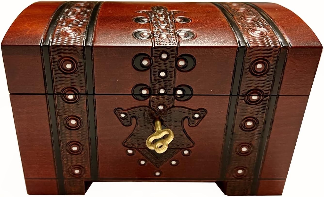 MilmaArtGiftHandmade Wooden Chest Box w/ Lock and Key Polish Linden Wood Jewelry Keepsake