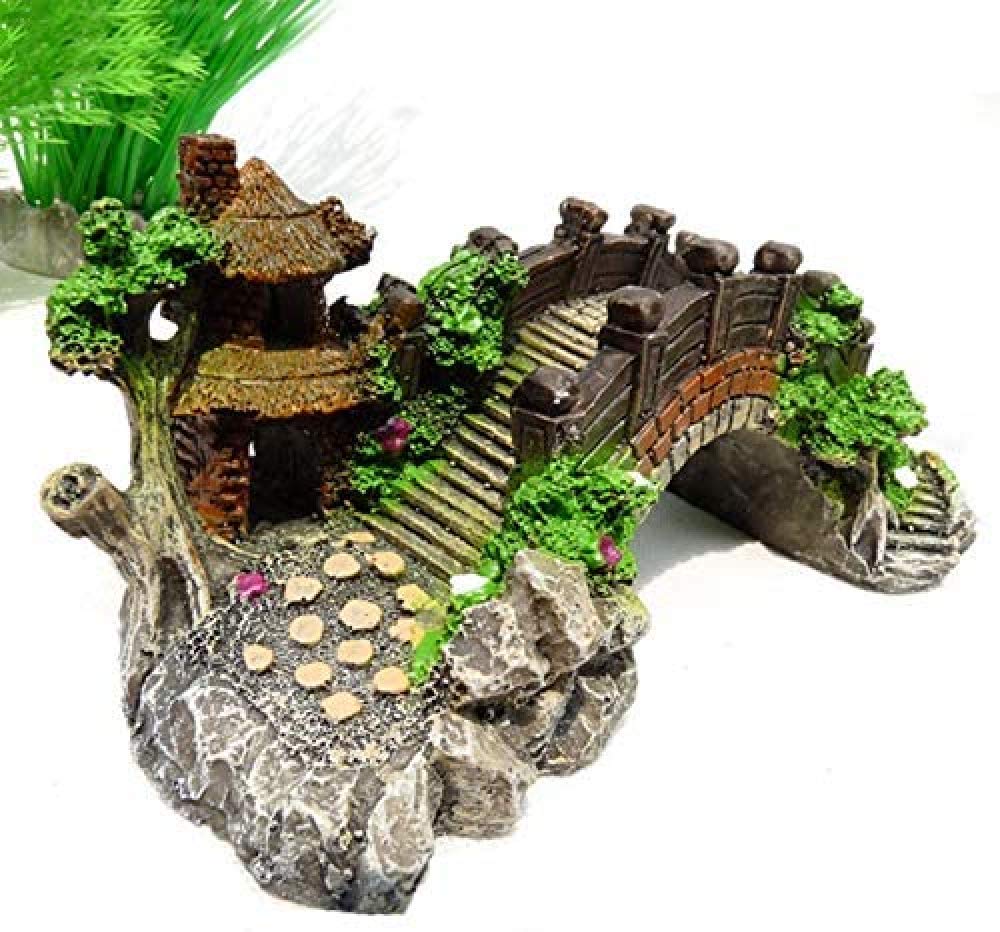 zaizai Decorazione Acquario Resina Ponte Ad Arco Albero Padiglione Acquario Decorazioni da Giardino Acquario Paesaggio Ornamento Fotografia Prop Decorazione Acquario