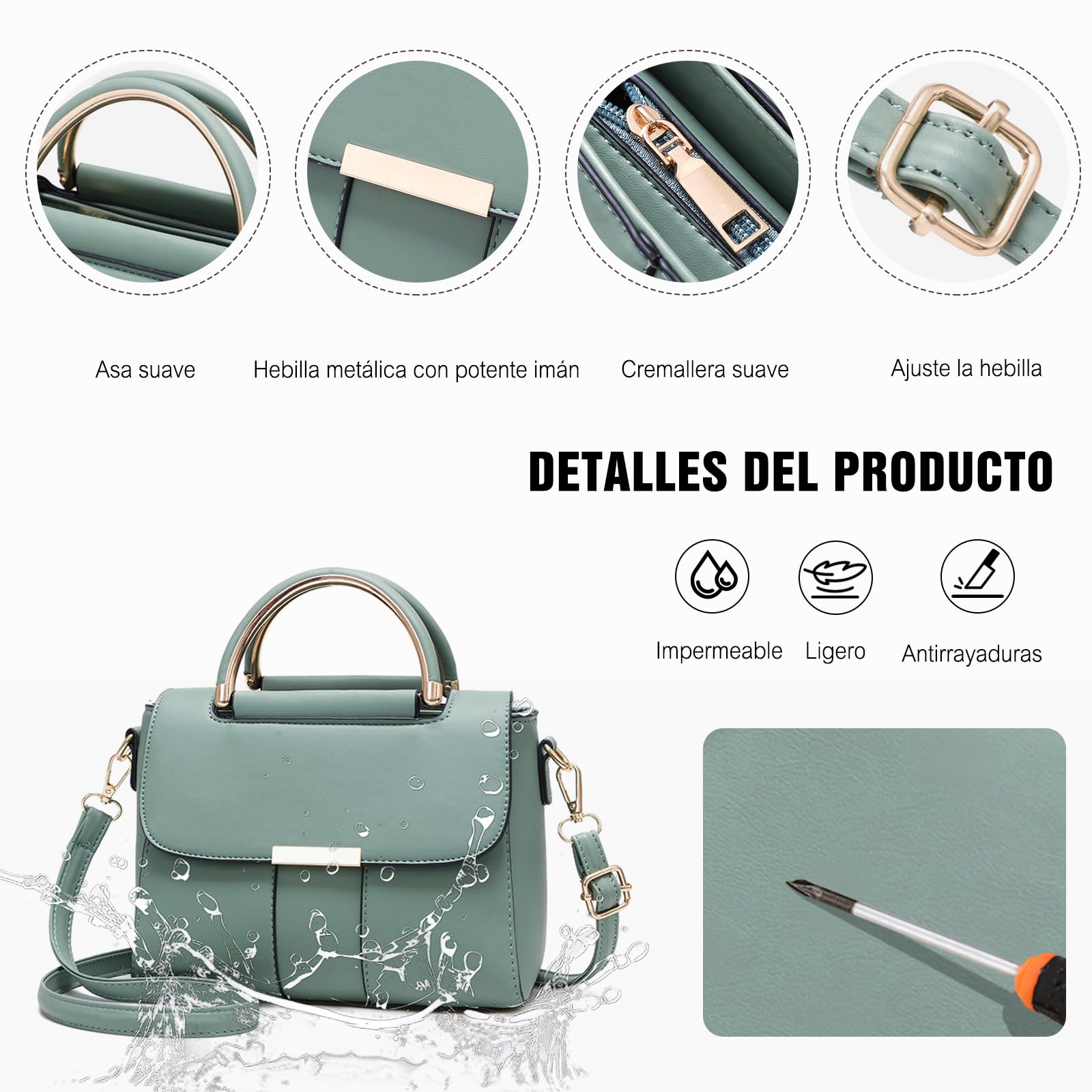 FANDARE Mujer Bolso Bandolera Elegante Para Teléfono Móvil de PU Cuero - Monederos Carteras de Hombro Cruzado Crossbody Bag Bolsa de Honda Negro