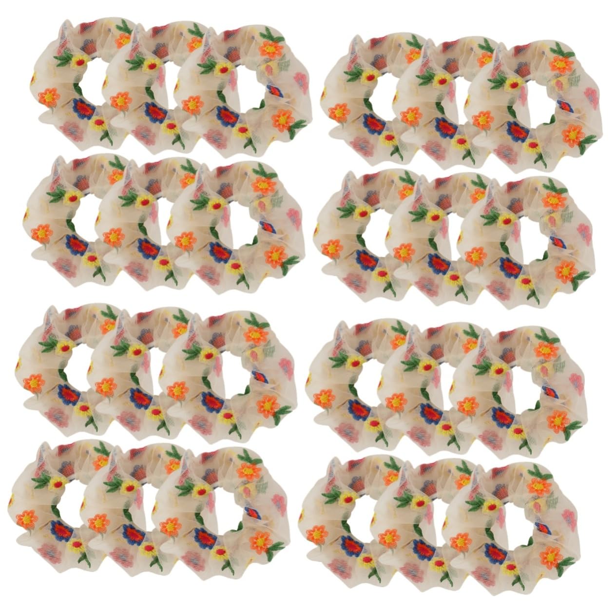 FOMIYES 24piezas Coleteros De Flores Bordadas Para Mujer y Niñas Accesorios De Pelo Elegantes y Versátiles Para Uso Diario y Fiestas