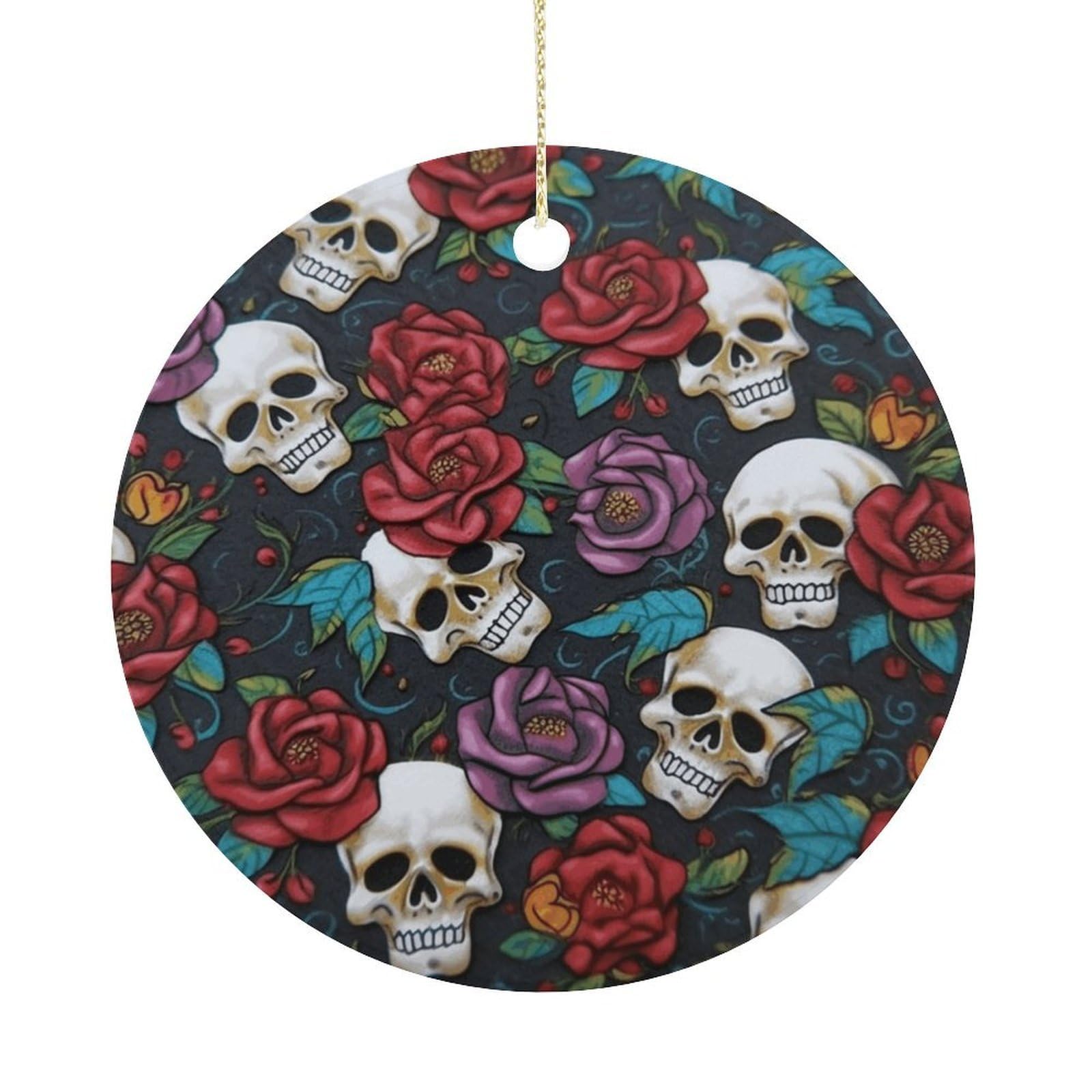 Adfgyerh Women's Style Sugar Skull Flowers Hanging Ceramic Ornaments, Christmas Tree Decorations, Funny Home Decor Gifts For Sisters & Work Best Friends