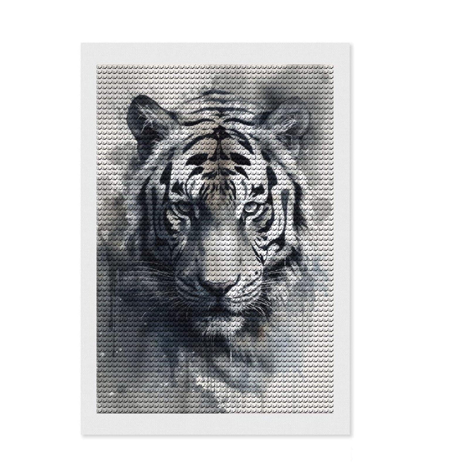 Junmoney Tiger Beauty Watercolor Diamond Art Canvas 8"x12", for Women, Bedroom Decor, Pleasing Wall Art Project, Birthday Gift, Simple to Start