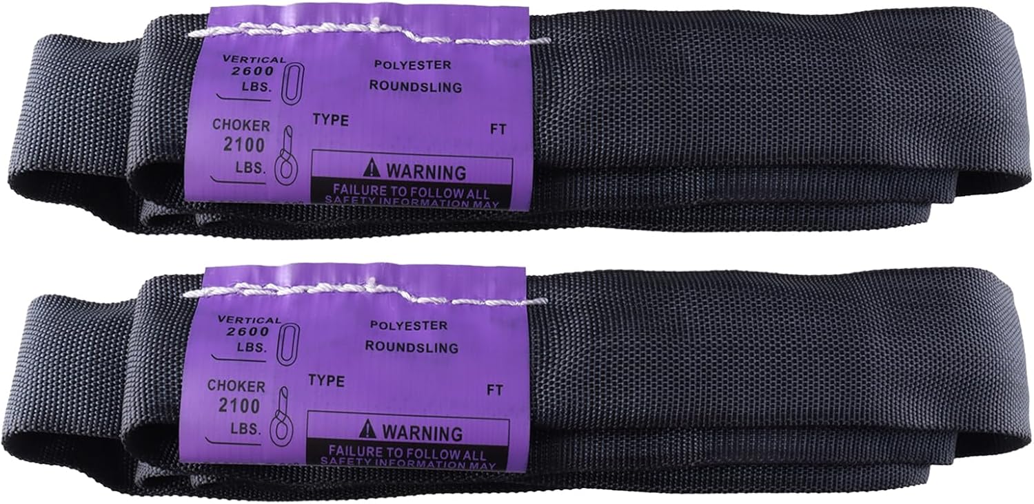 Black Spanset 6ft Polyester 2 Pack Round Sling 2,600 lb. Vertical Capacity, 5,200 lbs Basket Lifting strap Aerial Hoop Lyra Rig Strage Light Video (Puple -Vertical Capacity 2,600 lbs, 6FT)