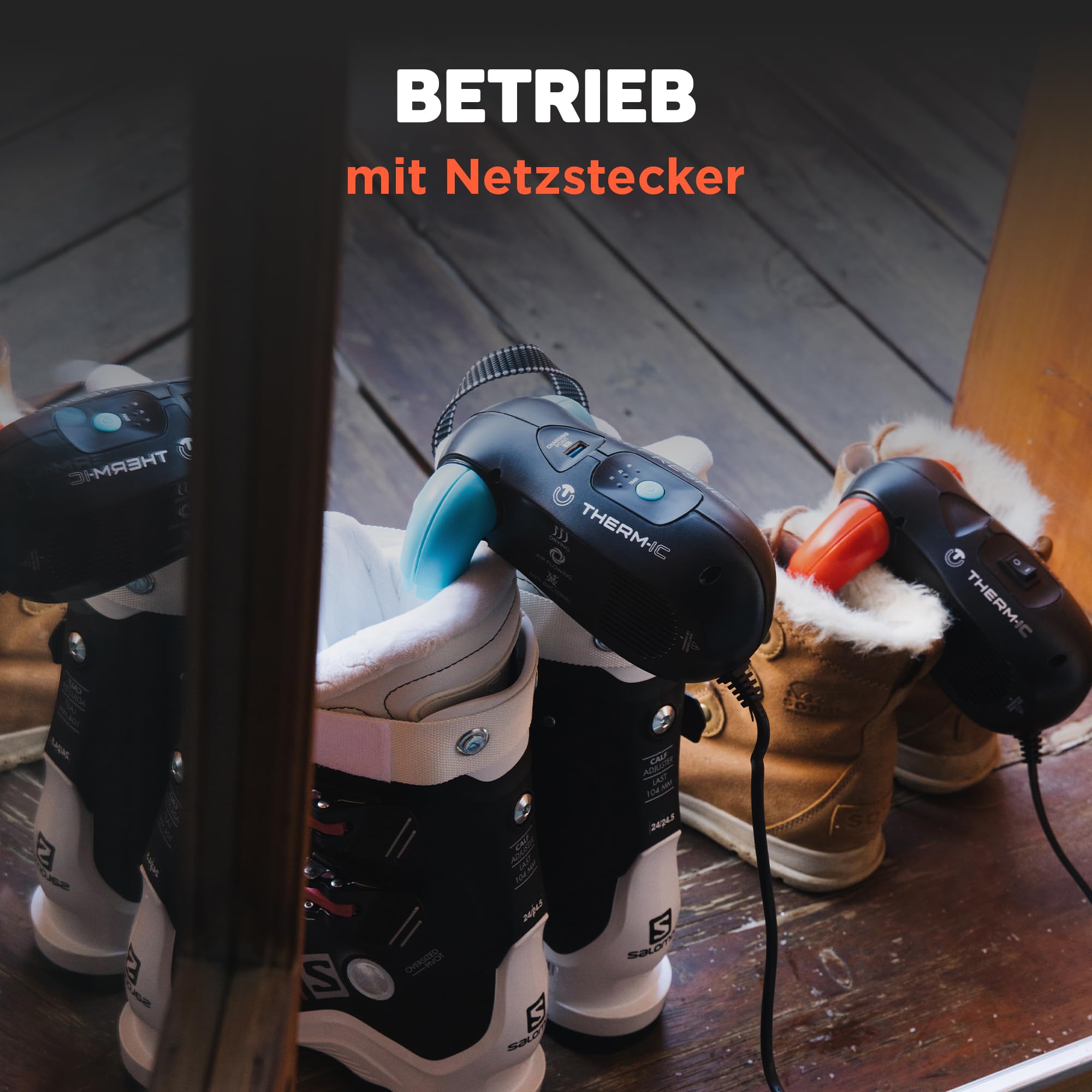 Schuhtrockner, Dryer, einfach zu bedienen, kompakt und leise, trocknet Schuhe und Handschuhe, verstellbare Schlauchlänge, passt in alle Schuh- und Handschuhgrößen