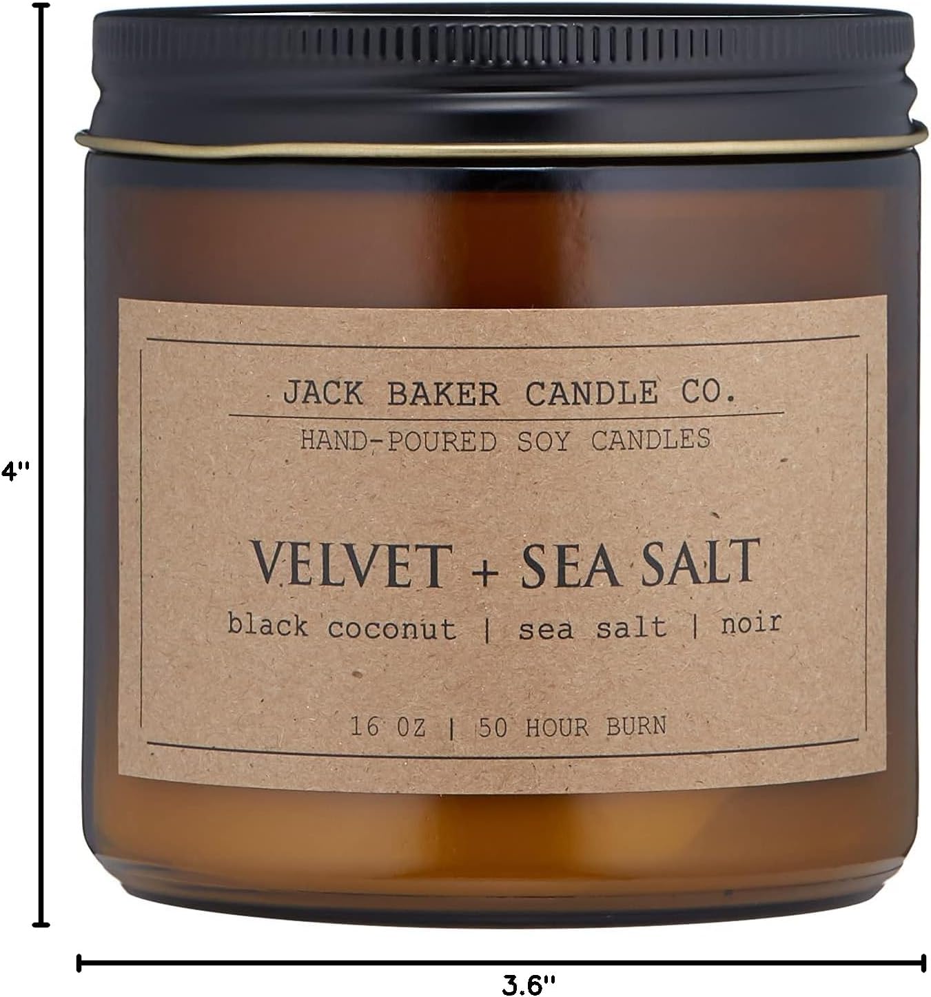 Jack Baker Candle Co. - 16 oz. Velvet + Sea Salt Apothecary Candle