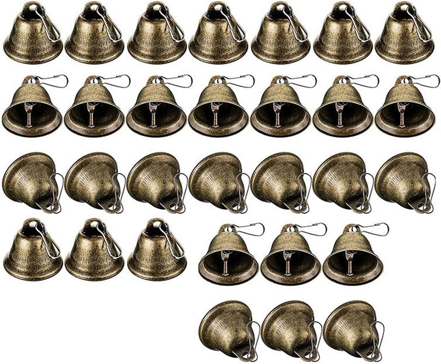 Bronze Small Bells Hanging Craft Bell Ornament Rustic DIY Pendant Bells Retro Design for Wedding Holiday Wind Chimes- 30pcs