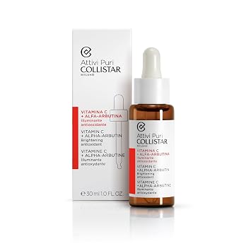 Collistar Attivi Puri Vitamin C Serum + Alpha Arbutin Face Drops for Anti-Ageing Moisturising Effect, Also for Sensitive Skin, Free from Silicone, Alcohol and Dyes 30 ml