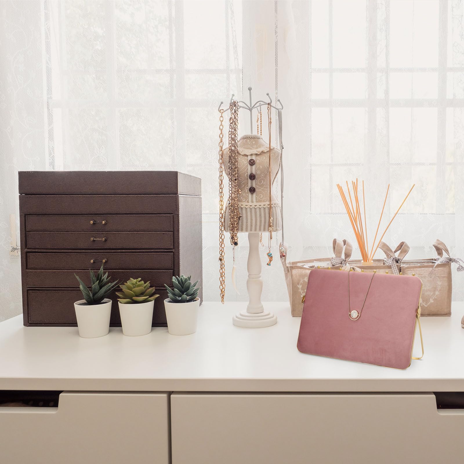 QUARKZMAN 2pcs Supports Présentation Collier En Velours Rose