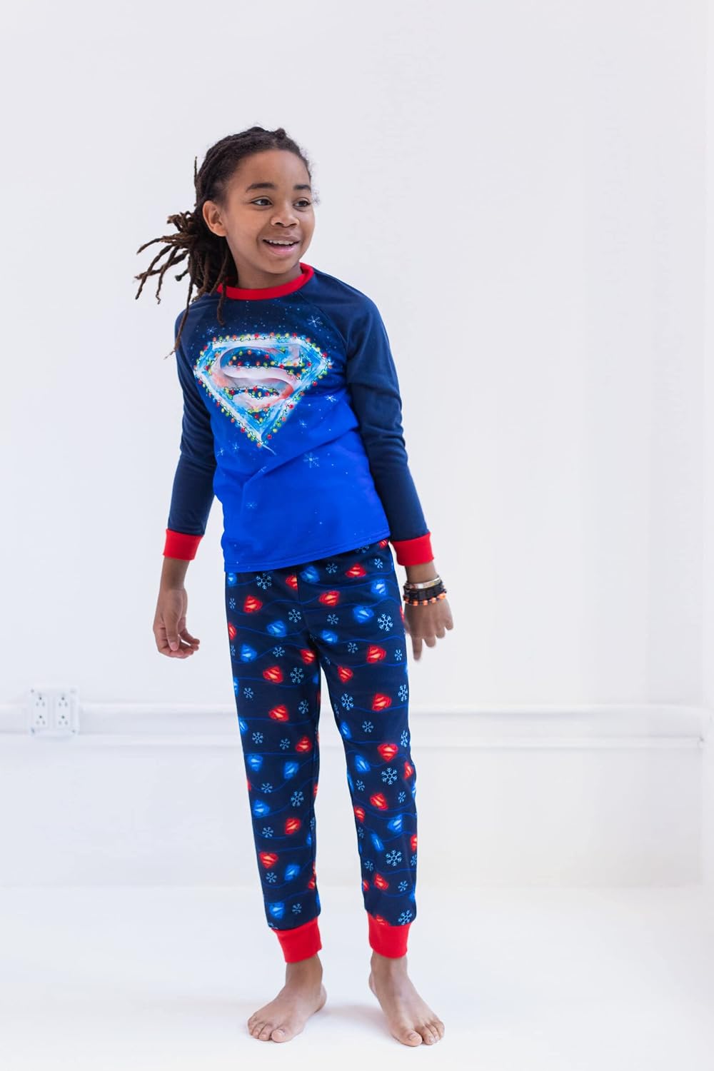 DC Comics Justice League Superman Batman Christmas Pullover Pajama Shirt and Pants Sleep Set Toddler to Big Kid