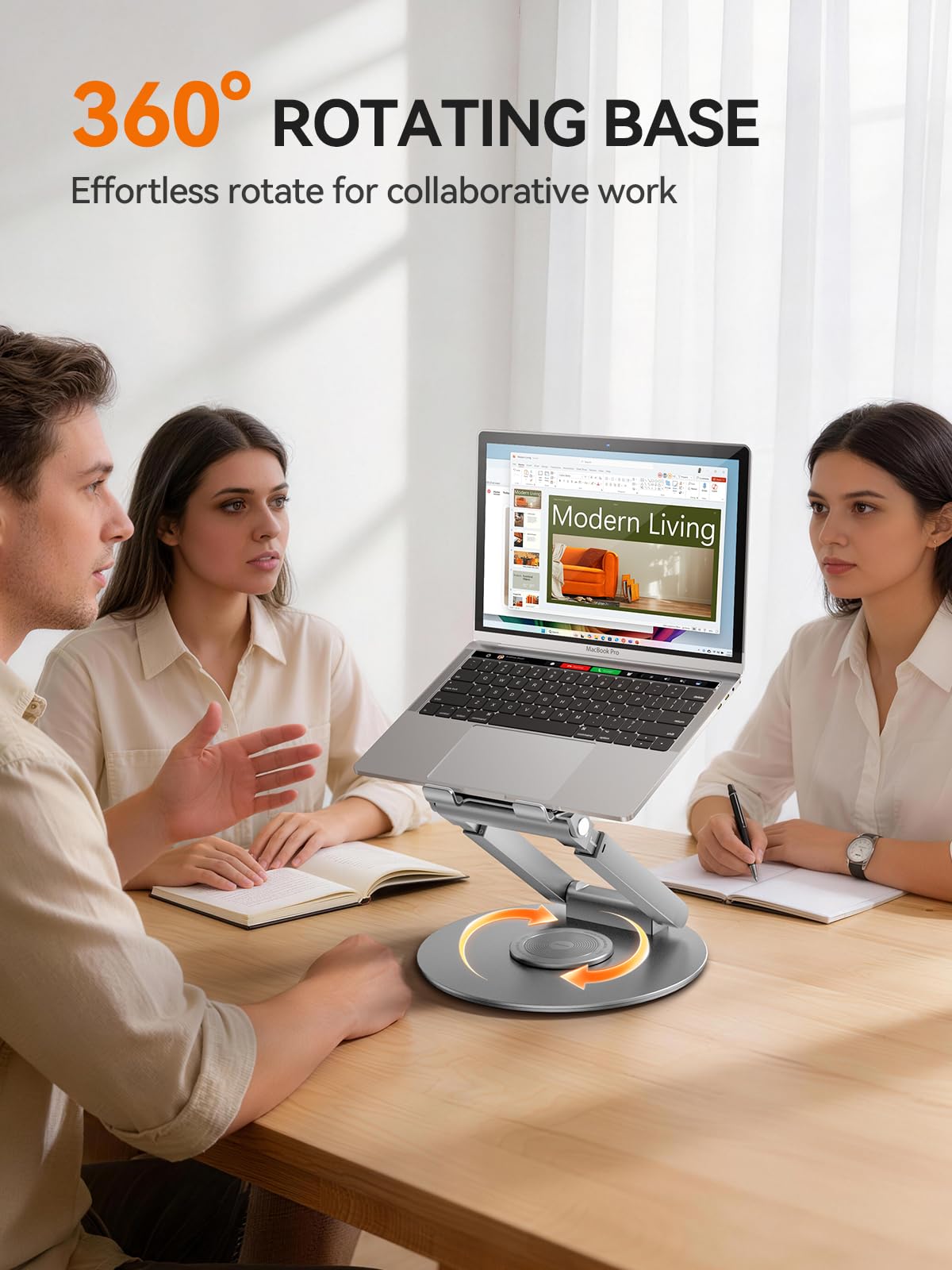Anifrim Soporte telescópico para portátil, Giratorio 360°, Altura Ajustable, diseño ergonómico, Elevador para Ordenador, Compatible con MacBook y Todos los portátiles de 10 a 17 Pulgadas (Plata)