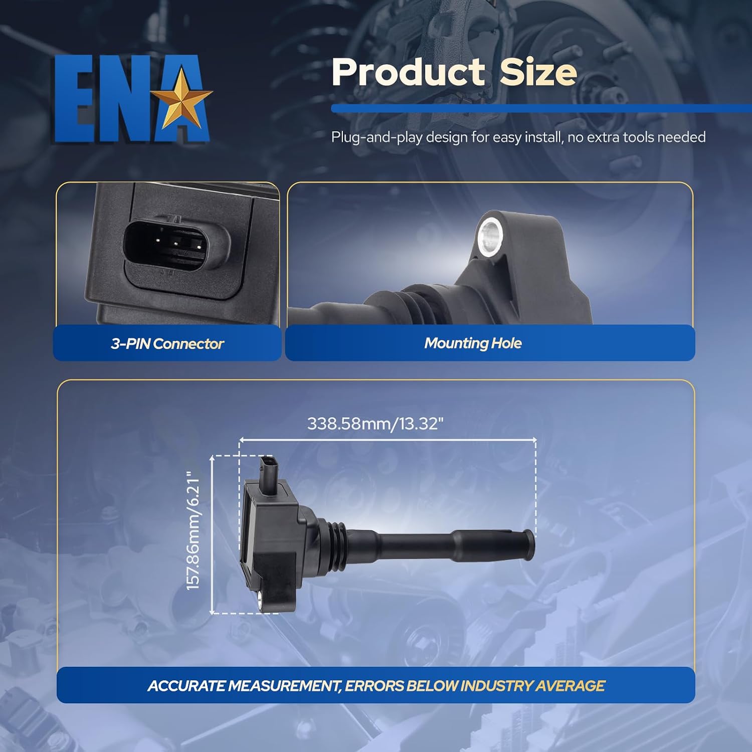 ENA Set of 6 Ignition Coil Compatible with Ford Lincoln Bronco Edge Explorer F-150 Aviator Nautilus 2019 2020 2021 2022 2023 V6 2.7L 3.0L Replacement for JT4Z12029A KT4Z12029A PB5Z12029A