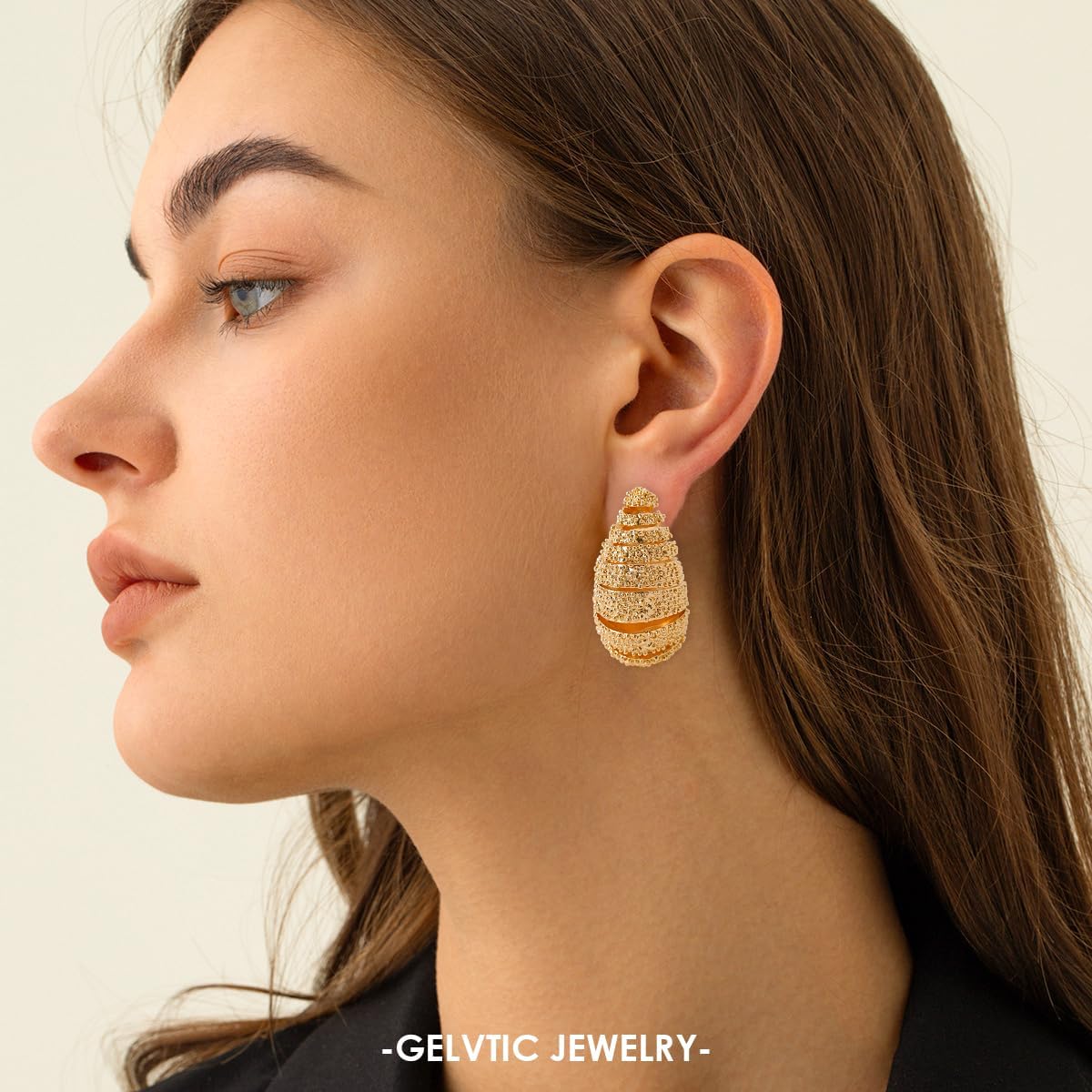Teardrop Earrings for Women Chunky Gold Rhinestone Earrings Cubic Zirconia Silver Hoop Earring Water Drop Valentine's Day Jewelry for Women Lover Mom - Image 2