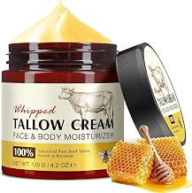 Beef Tallow Skin Care, Face Balm with Tallow and Honey, Grass-Fed Beef Tallow for Skin, Moisturizing Cream with Beef Tallow, Whipped Tallow Balm, Organic Beef Tallow Face Cream