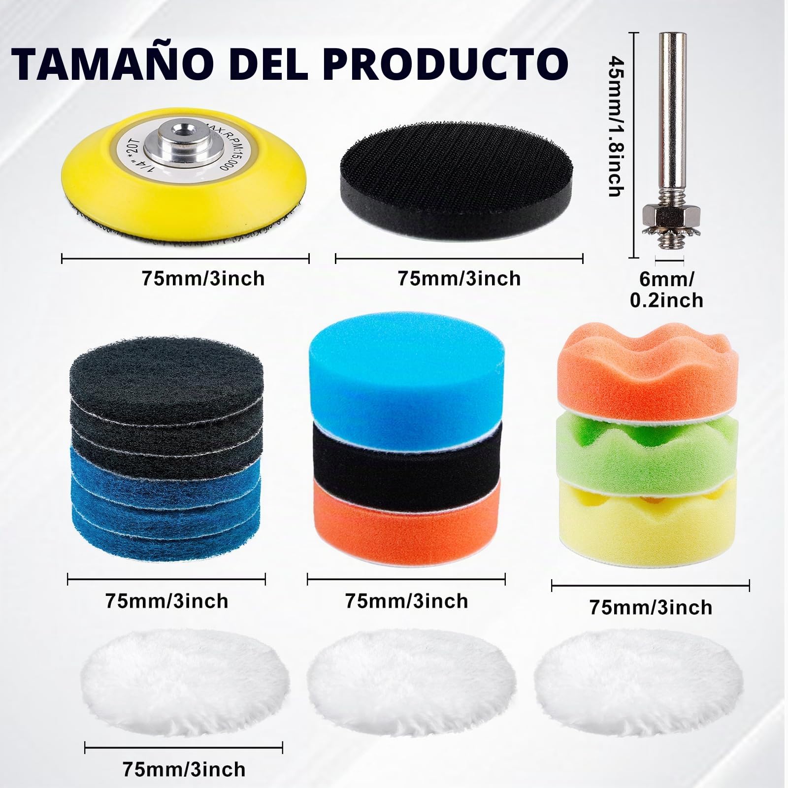 Kit de Restauración de Faros: 41 Piezas Almohadillas de Pulido de Coche, Esponjas de Pulido para Coche para Coche y Moto, Kit de Restauración de Faro DIY con Papel de Lija