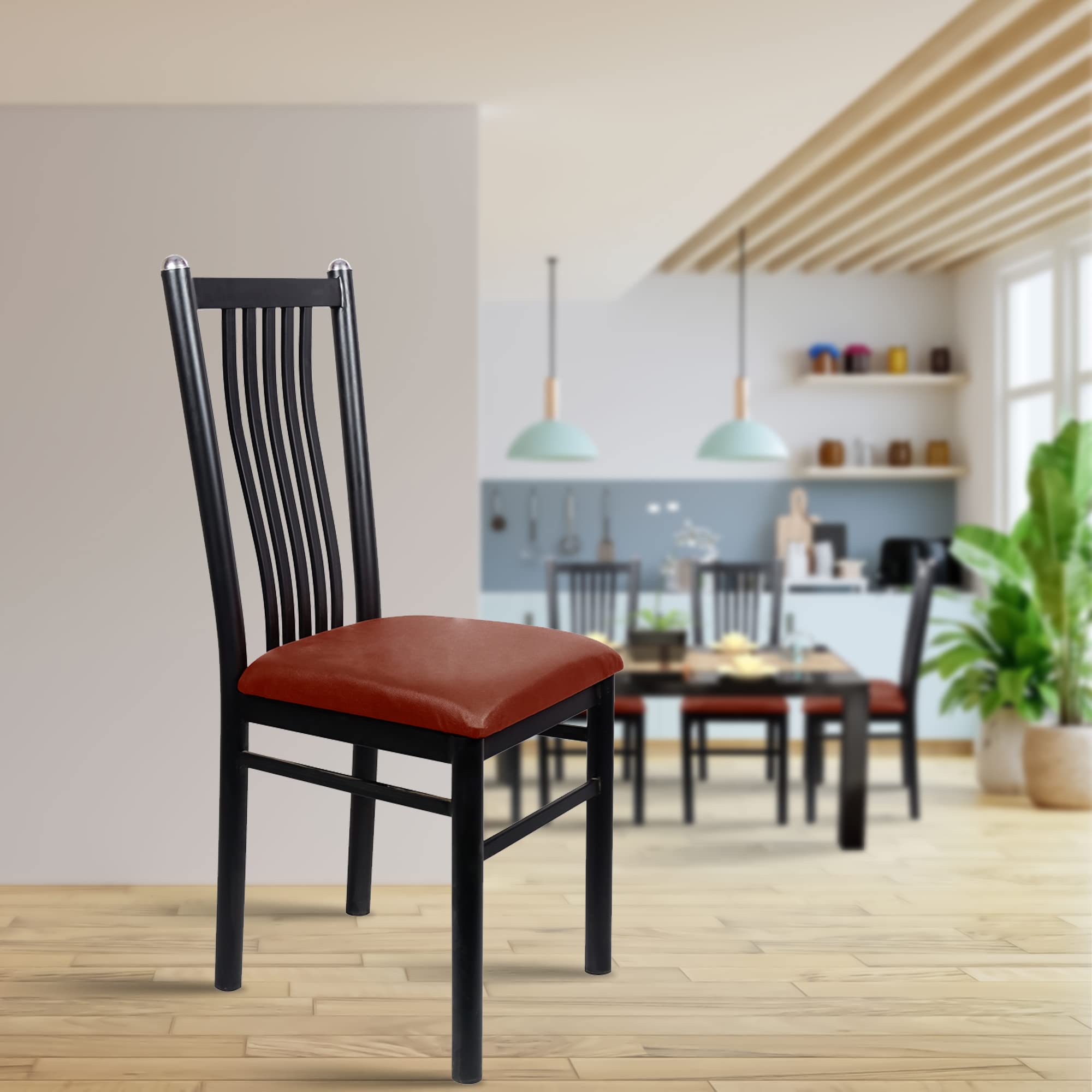 ROSE® Apollo | 1-Years Warranty Included | Dining Chair | Padded Seat | Kitchen & Dining Room Furniture (Brown, Metal)