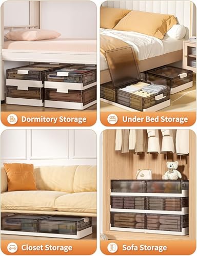 Miniatura 7 de yazi Contenedores de almacenamiento apilables debajo de la cama, contenedor de almacenamiento de plástico con tapas debajo de la cama, contenedores