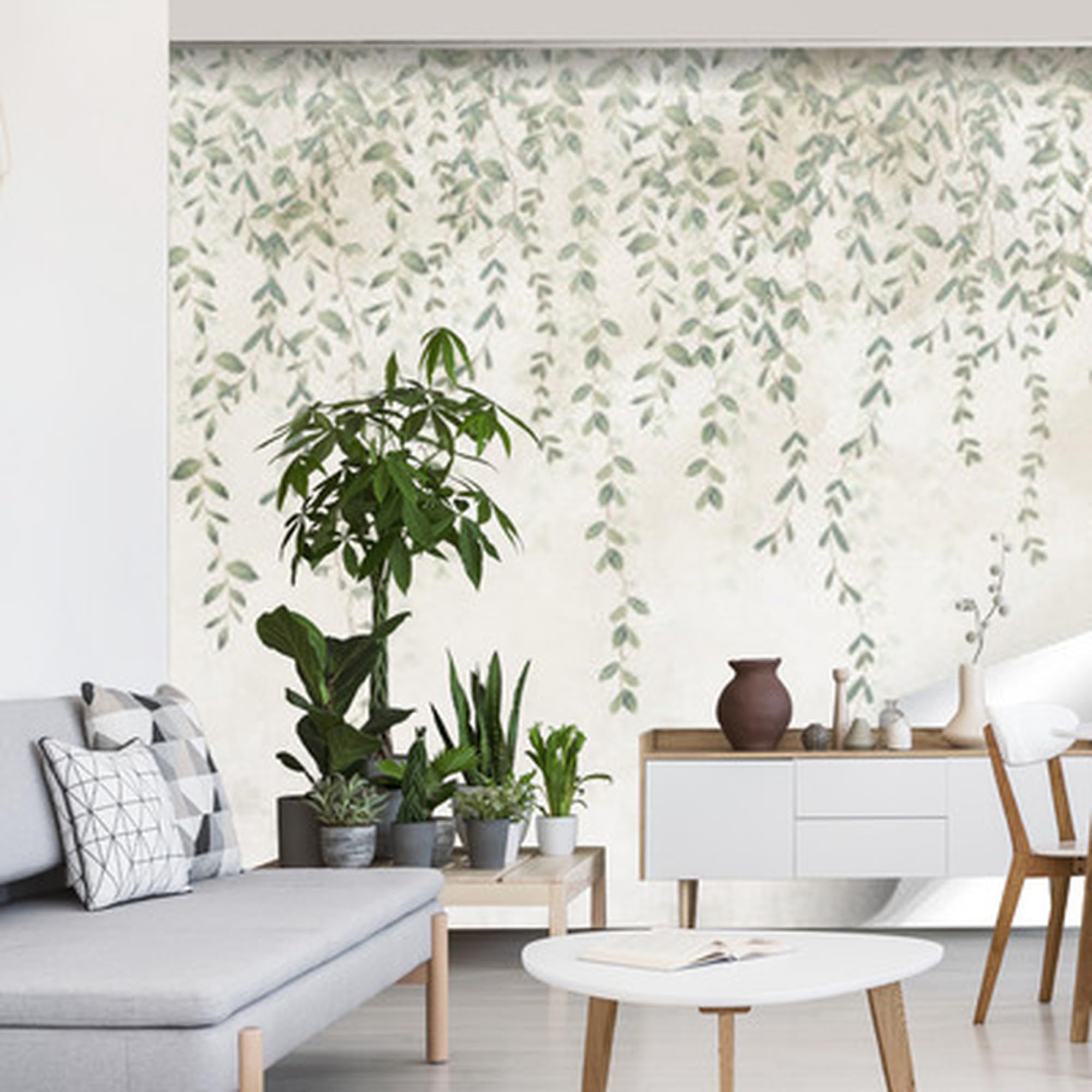 Muralo Carta da Parati 3D, Foglie - 312x219 cm | Rivestimento murale decorativo disponibile in tessuto non tessuto o autoadesivo, stampa nitida, posa facile, arredo moderno