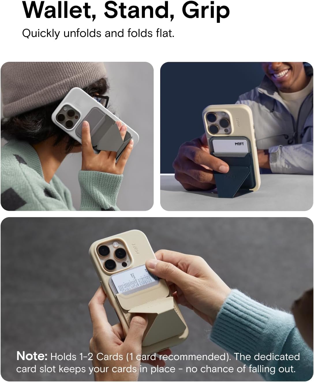 MOFT MagSafe Wallet for iPhone 15/14/13/12 Series, Strong Magnetic Phone Card Holder Fit 2 Cards & 3 Viewing Angles & Stain-Resistant Vegan Leather Phone Stand, Misty Cove - Image 2